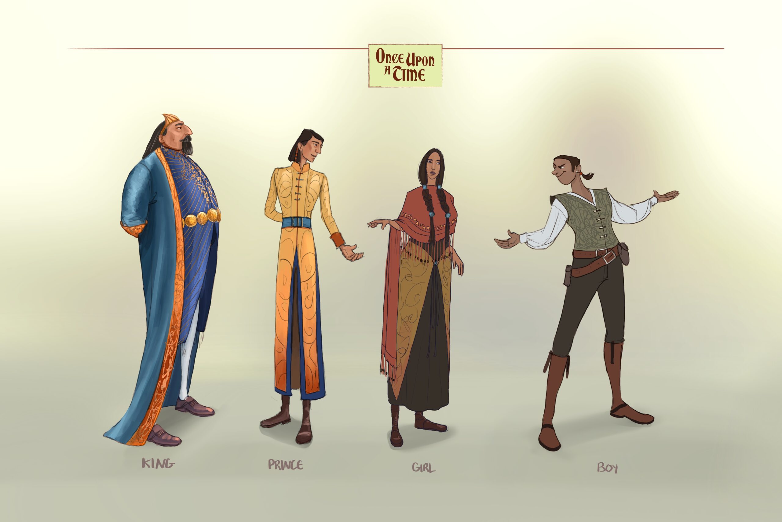 Digital paintings of a character lineup